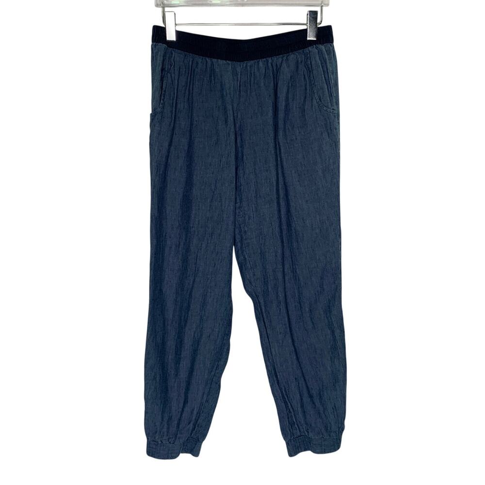 Ivy Jane Chambray Pull On Jogger Pants M Blue Comfort Boho